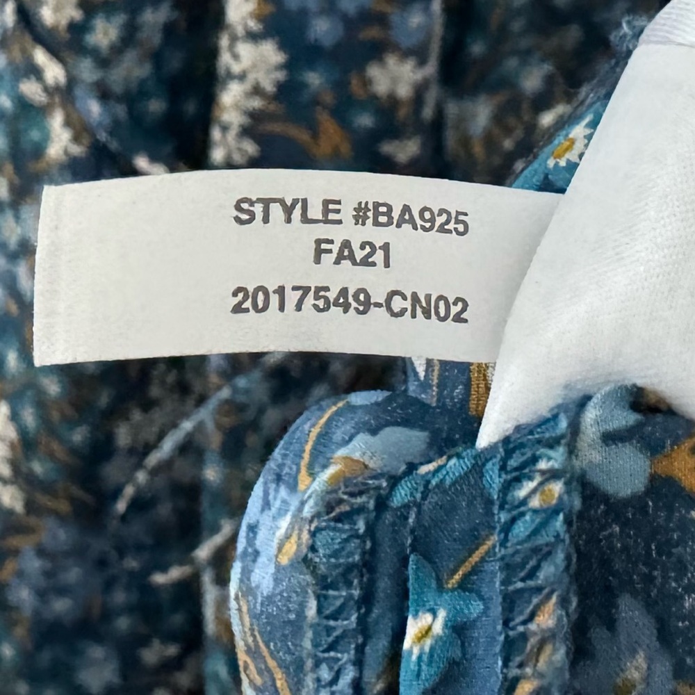 J. Crew Smocked Puff Sleeve Midi Dress XS Liberty Fabric Blue Floral Cottagecore - Picture 14 of 16